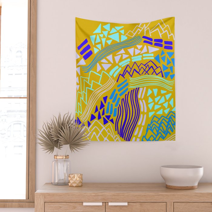 cascade, yellow Wall Tapestry Gallery Image 2