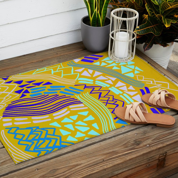 cascade, yellow Outdoor Rug Gallery Image 2