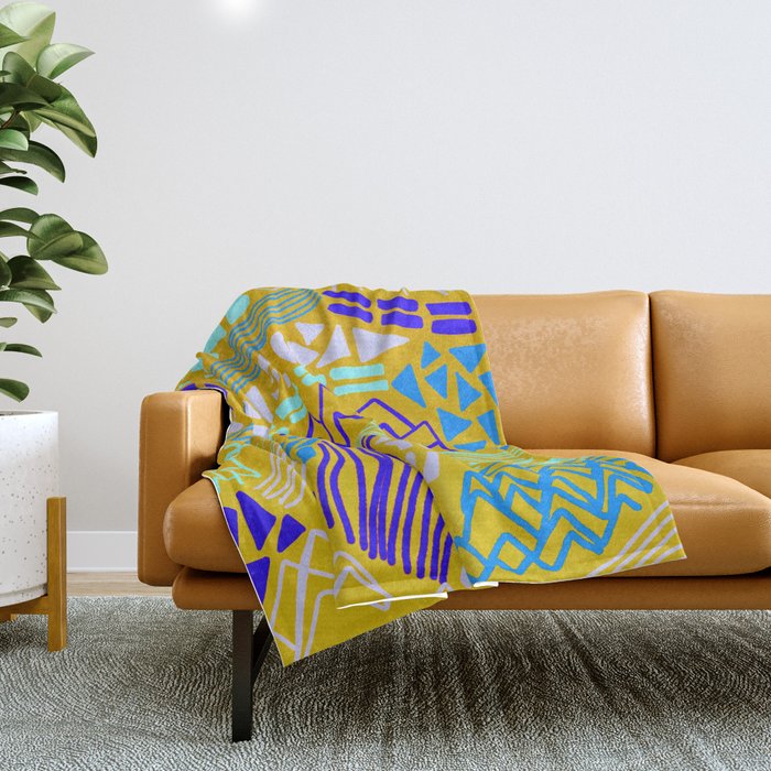 cascade, yellow Throw Blanket Gallery Image 1