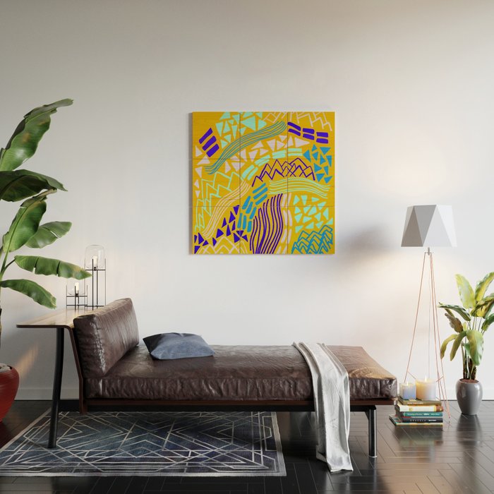 cascade, yellow Wood Wall Art Gallery Image 2