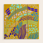 cascade, yellow Wood Wall Art Gallery Image 1