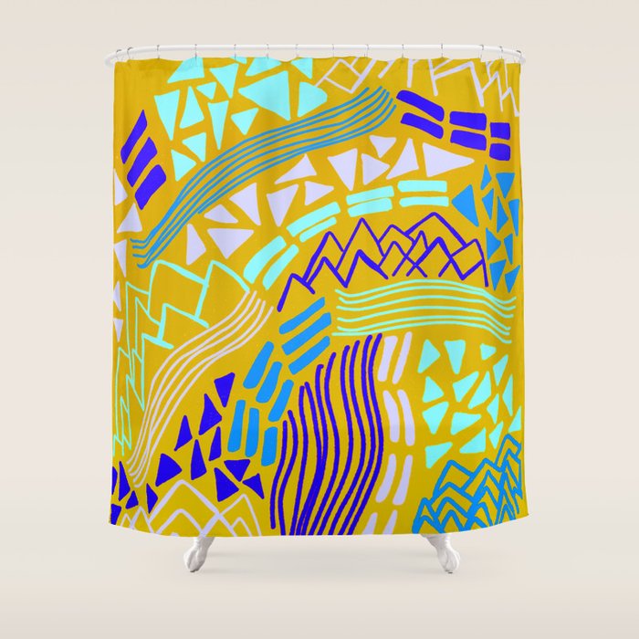 cascade, yellow Shower Curtain Gallery Image 1