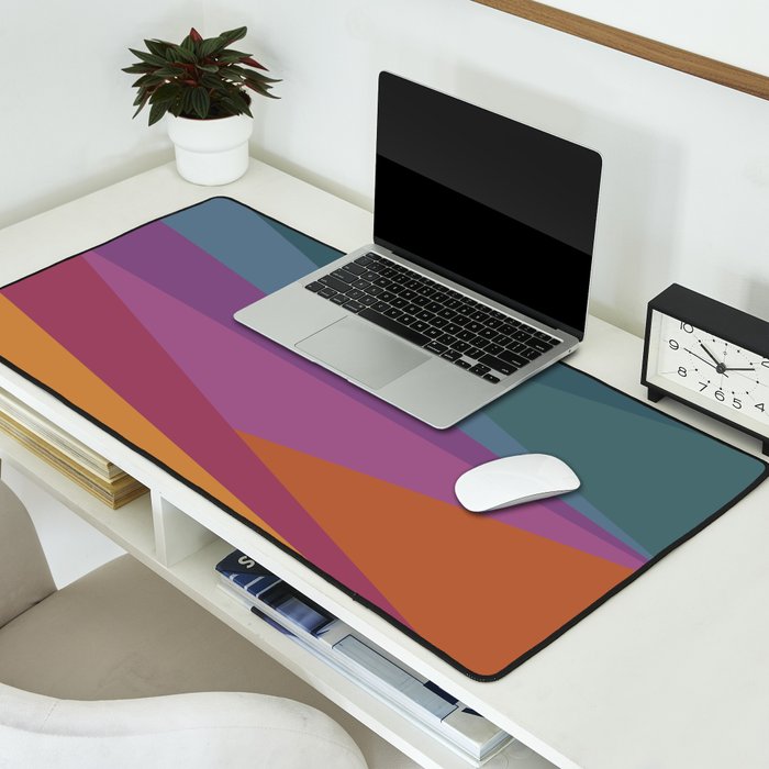 Geometric Triangles X Retro Rainbow Desk Mat Gallery Image 2