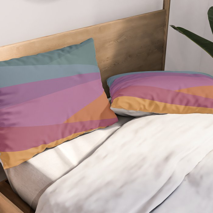 Geometric Triangles X Retro Rainbow Pillow Sham Gallery Image 2