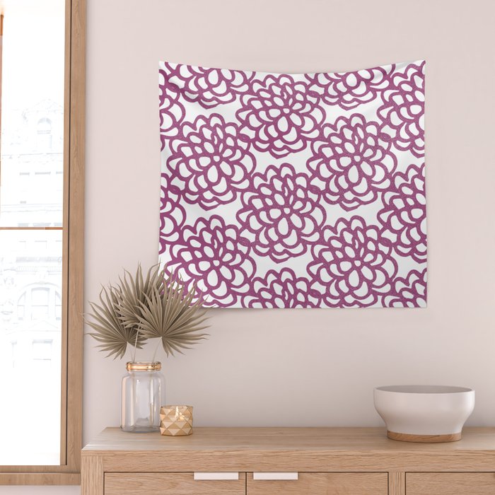 dahlia: purple floral pattern Wall Tapestry Gallery Image 2