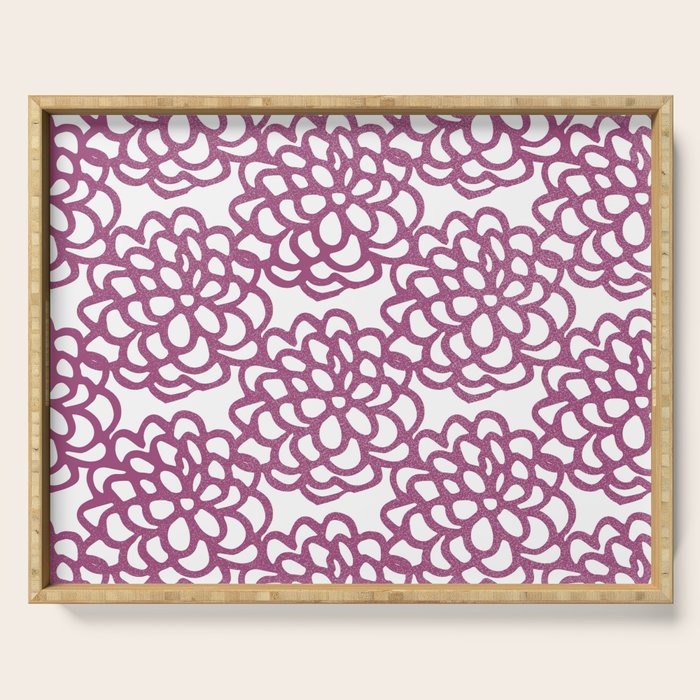 dahlia: purple floral pattern Serving Tray Gallery Image 1