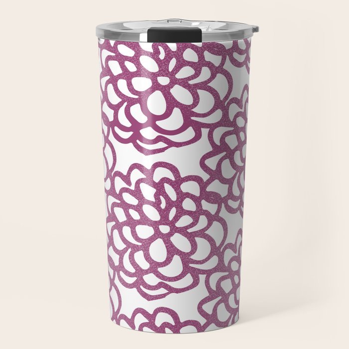 dahlia: purple floral pattern Travel Mug Gallery Image 1