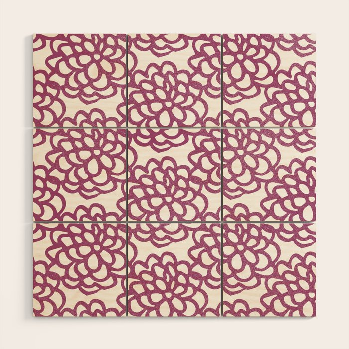 dahlia: purple floral pattern Wood Wall Art Gallery Image 1