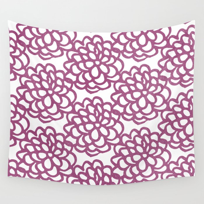 dahlia: purple floral pattern Wall Tapestry Gallery Image 1