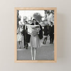 Roaring Twenties French Flapper Girl Reading Newspaper on the Street, Paris female portrait black and white photography - photographs Mini Art Print Gallery Image 1