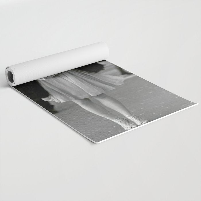 Roaring Twenties French Flapper Girl Reading Newspaper on the Street, Paris female portrait black and white photography - photographs Yoga Mat Gallery Image 2