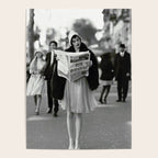 Roaring Twenties French Flapper Girl Reading Newspaper on the Street, Paris female portrait black and white photography - photographs Poster Gallery Image 4