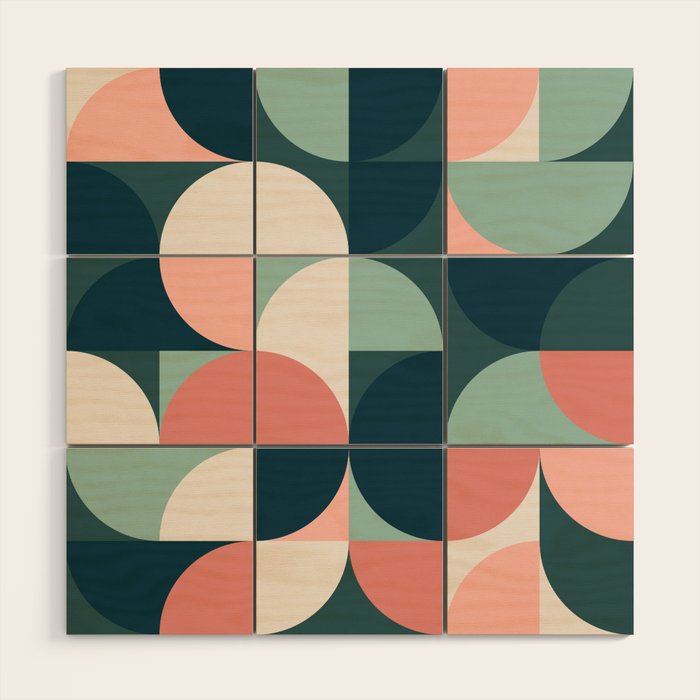 Mid Century Geometric 23B Wood Wall Art Gallery Image 1