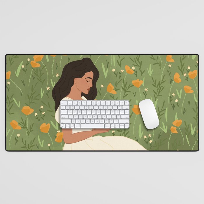 Reading in the Poppies  Desk Mat Gallery Image 1