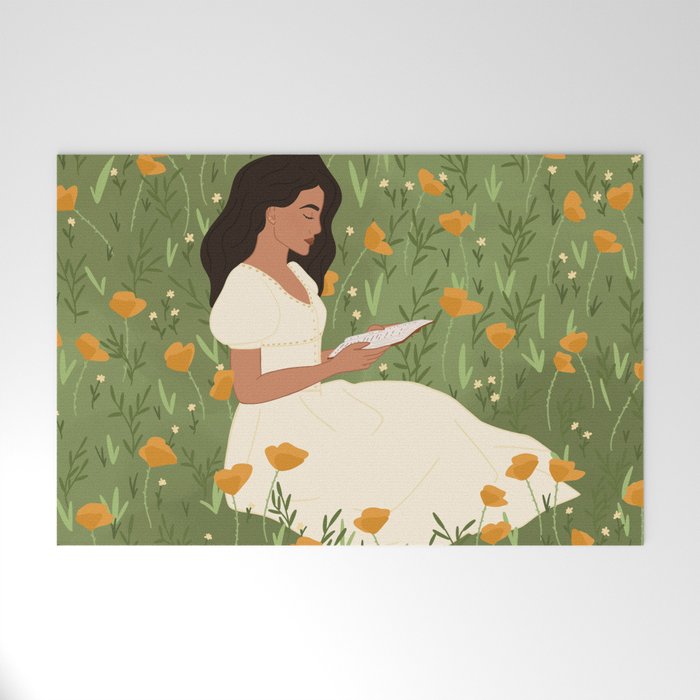 Reading in the Poppies  Welcome Mat Gallery Image 1