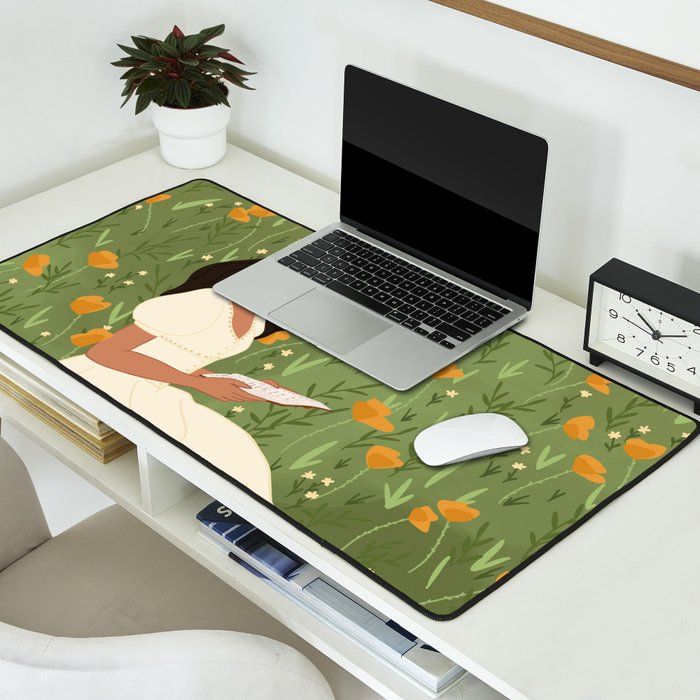 Reading in the Poppies  Desk Mat Gallery Image 2