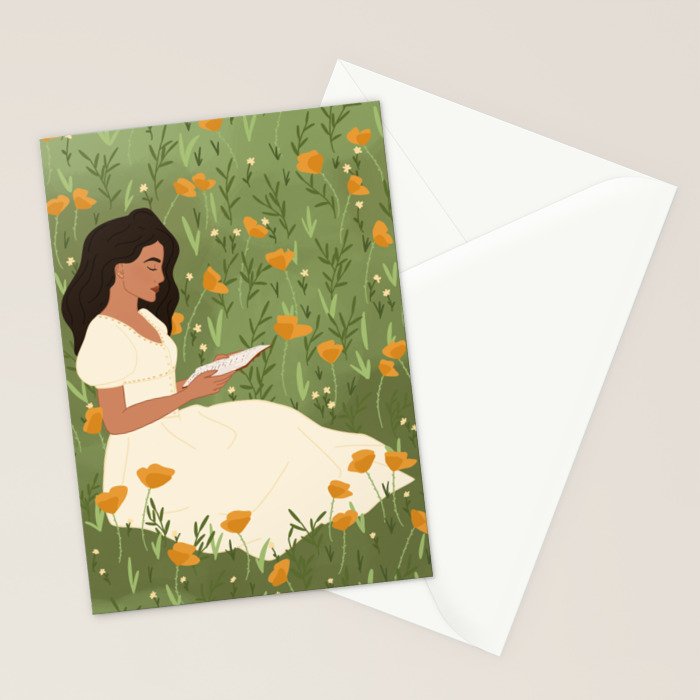 Reading in the Poppies  Stationery Card Gallery Image 2