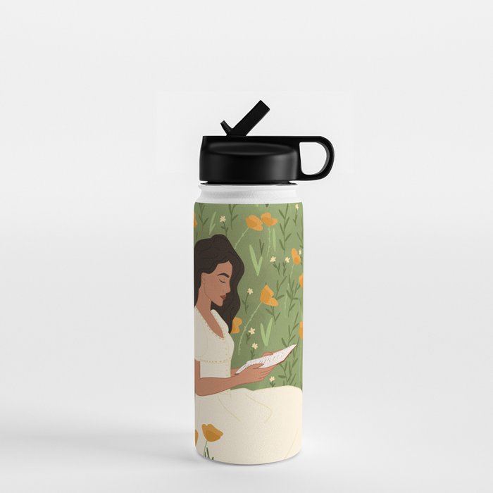 Reading in the Poppies  Water Bottle Gallery Image 1