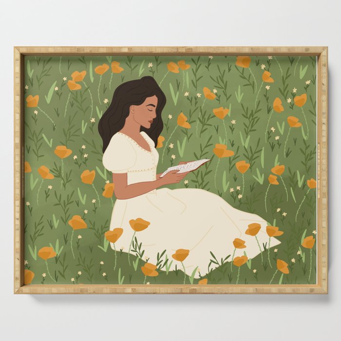 Reading in the Poppies  Serving Tray Gallery Image 1