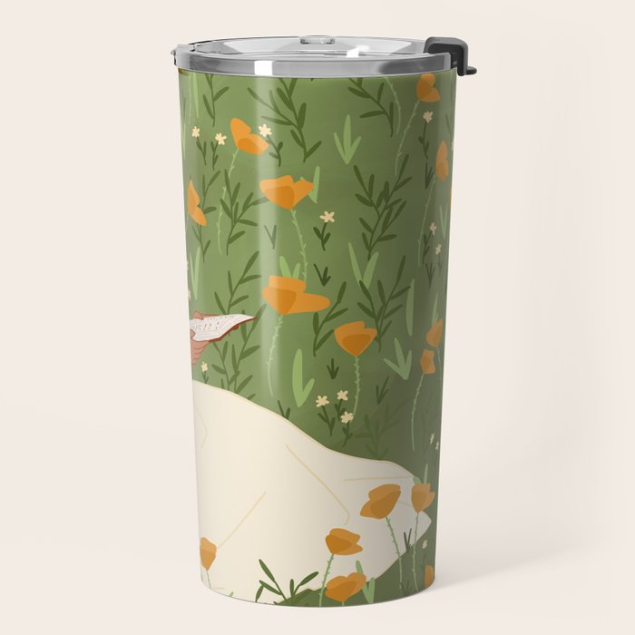 Reading in the Poppies  Travel Mug Gallery Image 2