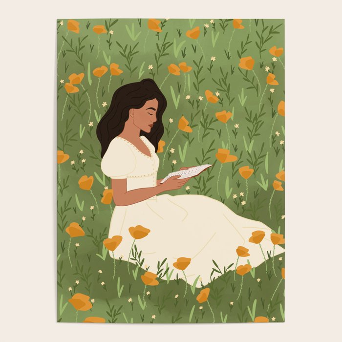 Reading in the Poppies  Poster Gallery Image 1