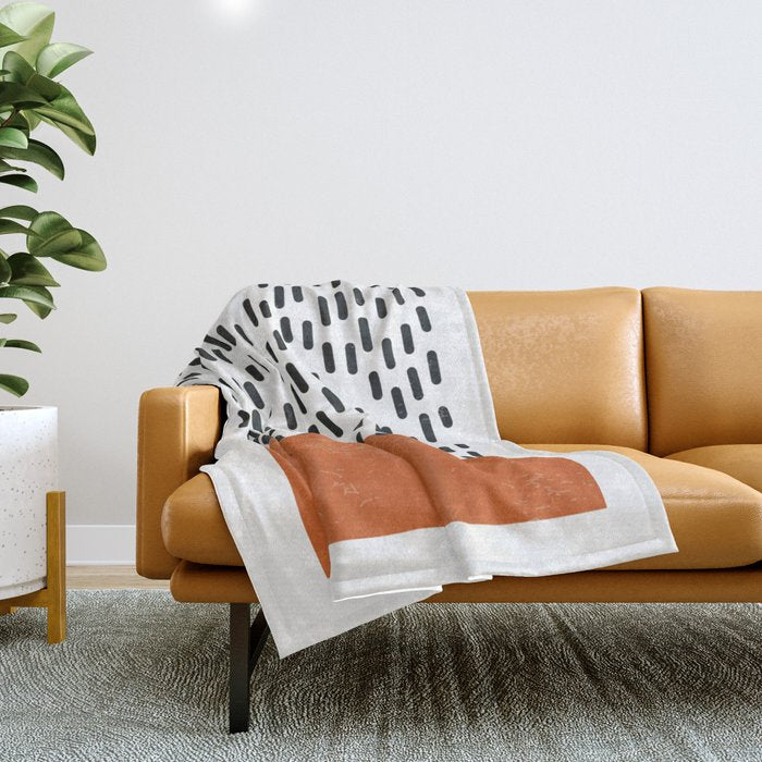 White Background Mid Century Modern Minimalist Rothko Inspired Color Field Red Rain With Lines Geometric Style Throw Blanket Gallery Image 1
