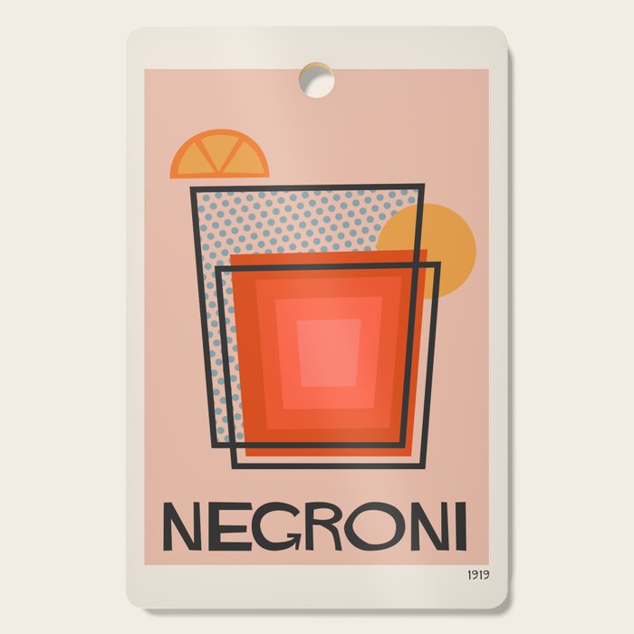 Retro Cocktail Print Negroni Pink Orange Cutting Board Gallery Image 1