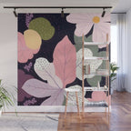 Hope Blossoms, Nature Botanical Dark Garden, Positivity Blush Pastel Bohemian, Vintage Illustration Painting Neutral Eclectic Plants Wall Mural Gallery Image 1