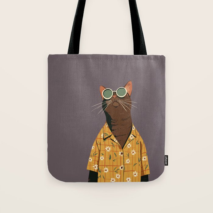 Cool Cat in Summer Shirt Tote Bag Gallery Image 1