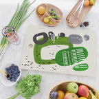 Fun Mid Century Modern Abstract Minimalist Olive Green Rings Grey Black Accent Cutting Board Gallery Image 2