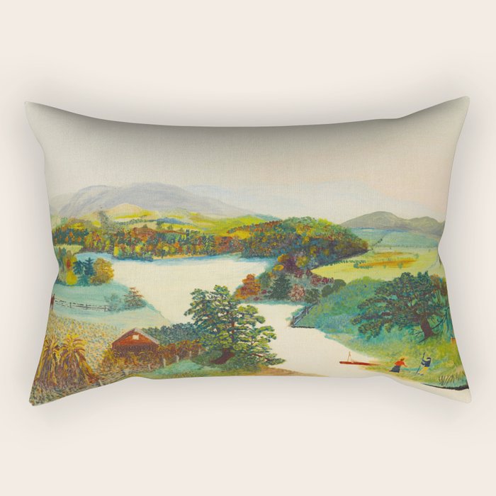 Anna Mary Robertson 'Grandma' Moses Upper Cambridge Valley American Folk Art Rectangular Pillow Gallery Image 2