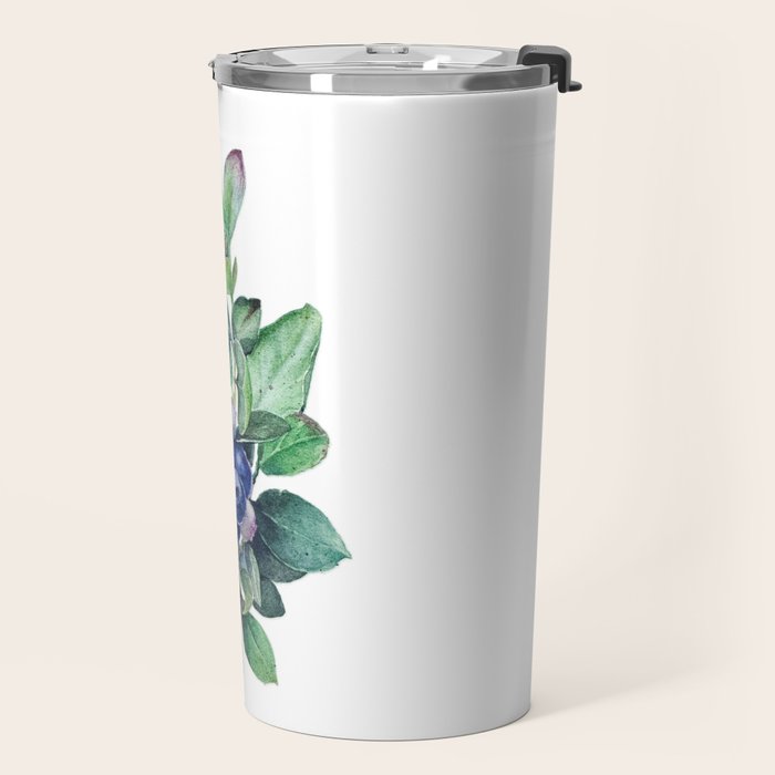 Blueberry branches painted in watercolor Travel Mug Gallery Image 2