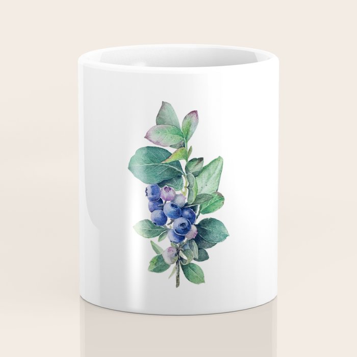 Blueberry branches painted in watercolor Coffee Mug Gallery Image 4