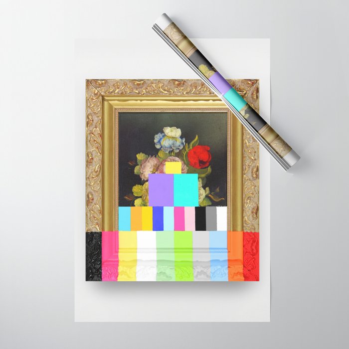 A Painting of Flowers With Color Bars Wrapping Paper Gallery Image 1