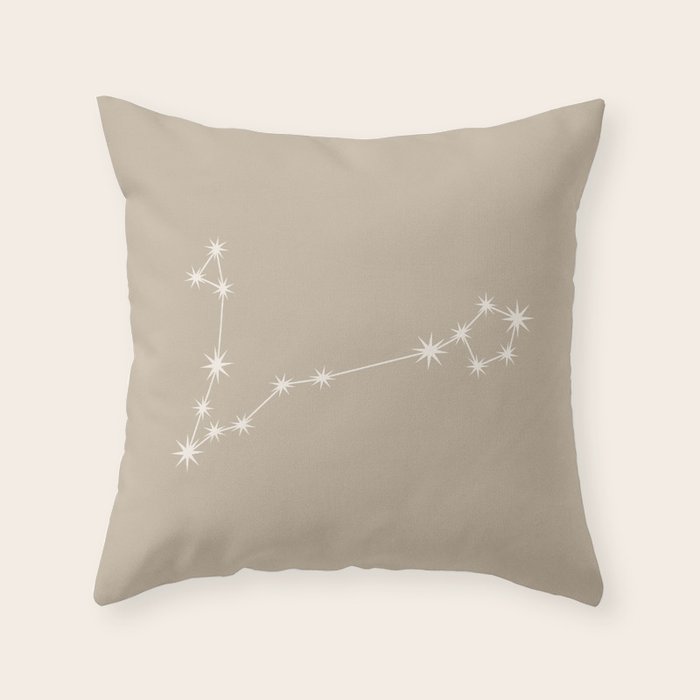 Pisces Zodiac Star Constellation Line Art Beige Throw Pillow Gallery Image 6