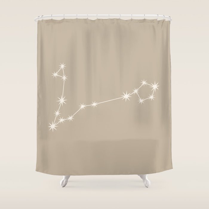 Pisces Zodiac Star Constellation Line Art Beige Shower Curtain Gallery Image 1