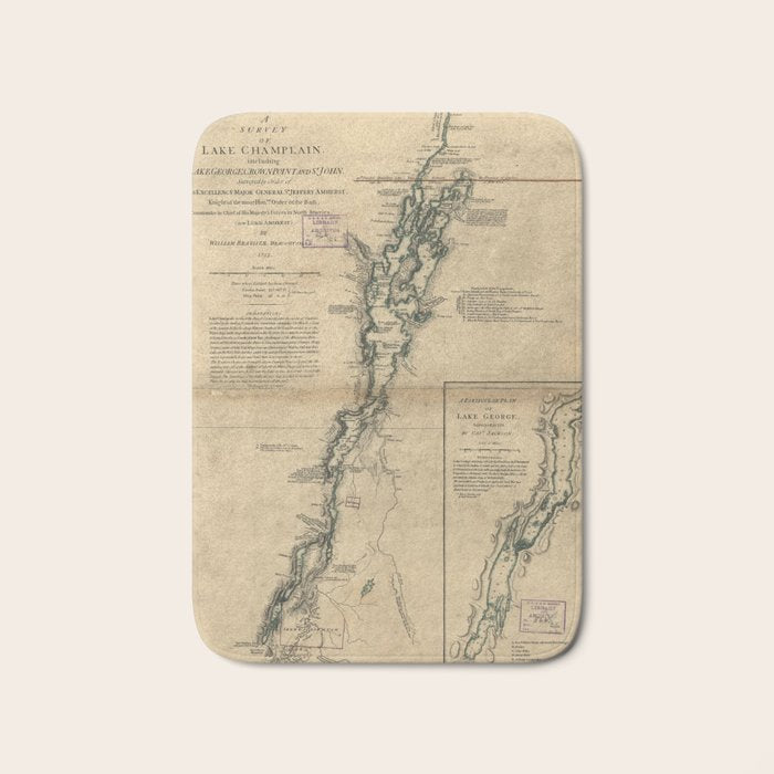 Vintage Map of Lake Champlain & Lake George (1776) Bath Mat Gallery Image 1