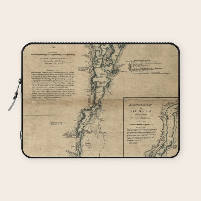 Vintage Map of Lake Champlain & Lake George (1776) Laptop Sleeve Gallery Image 1