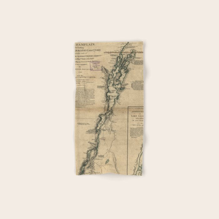 Vintage Map of Lake Champlain & Lake George (1776) Towels Gallery Image 1