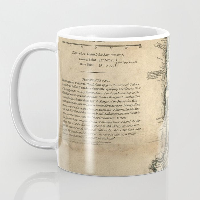 Vintage Map of Lake Champlain & Lake George (1776) Coffee Mug Gallery Image 3