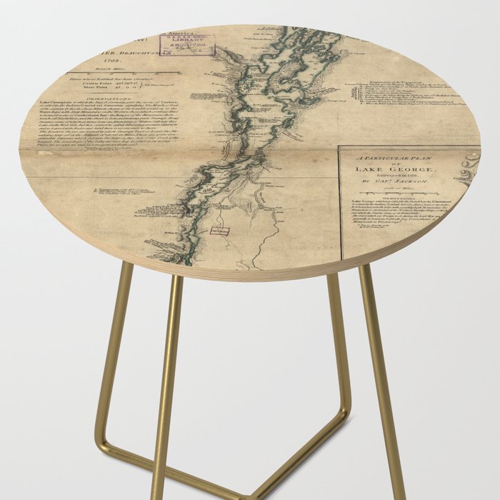 Vintage Map of Lake Champlain & Lake George (1776) Side Table Gallery Image 2