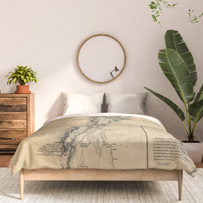 Vintage Map of Lake Champlain & Lake George (1776) Comforter Gallery Image 3