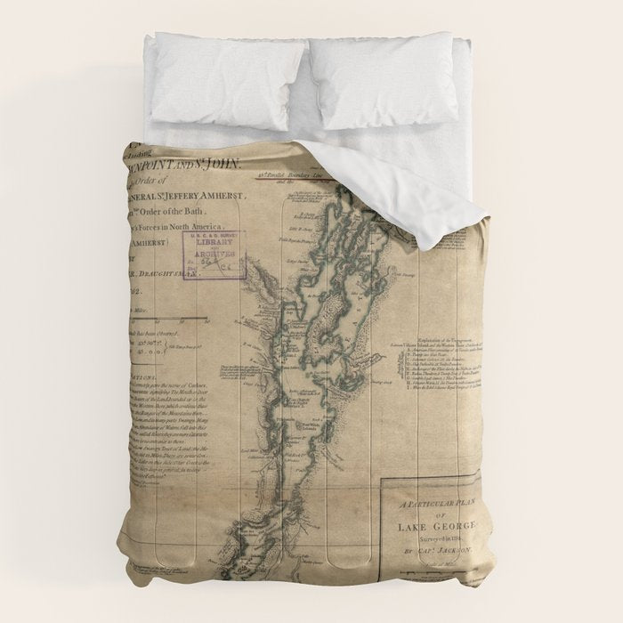 Vintage Map of Lake Champlain & Lake George (1776) Comforter Gallery Image 6