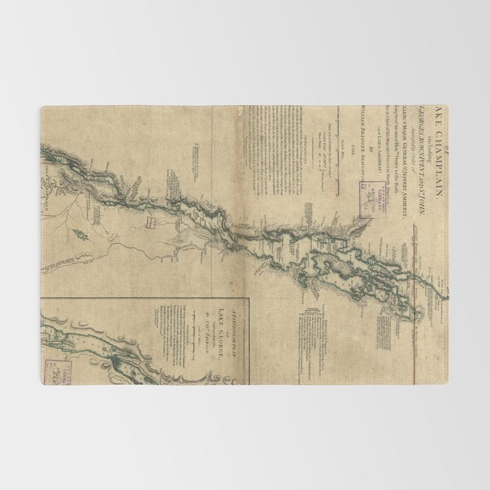 Vintage Map of Lake Champlain & Lake George (1776) Rug Gallery Image 2