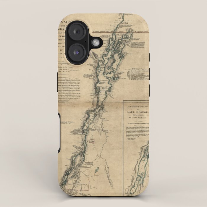 Vintage Map of Lake Champlain & Lake George (1776) iPhone Case Gallery Image 1