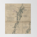 Vintage Map of Lake Champlain & Lake George (1776) Throw Blanket Gallery Image 2