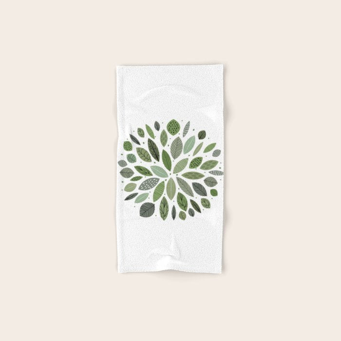 Mid-Century Green Leaves Bath Towel Gallery Image 1