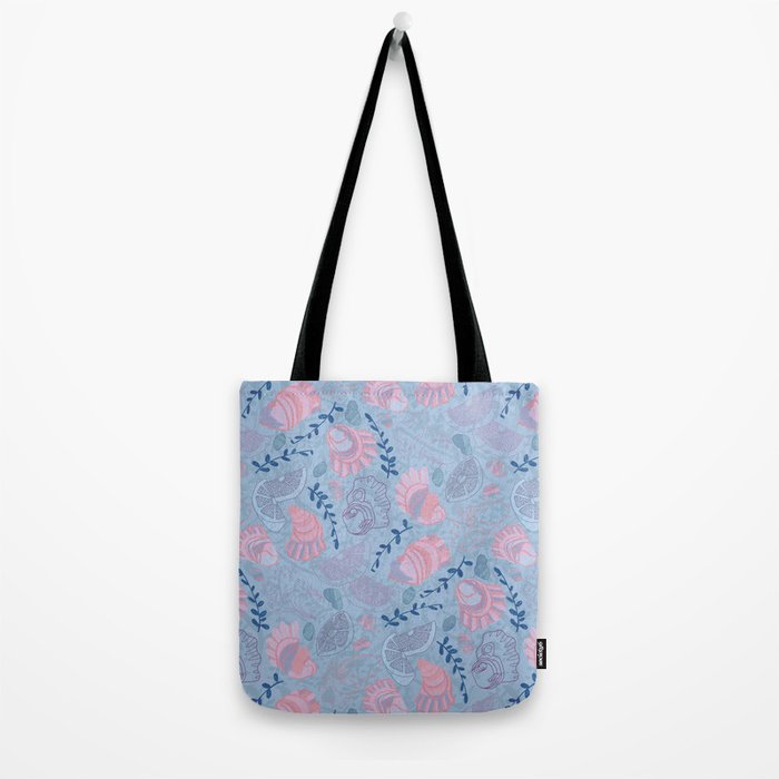 Coastal Oysters on the Beach in Sea Blue & Lavender Tote Bag Gallery Image 2