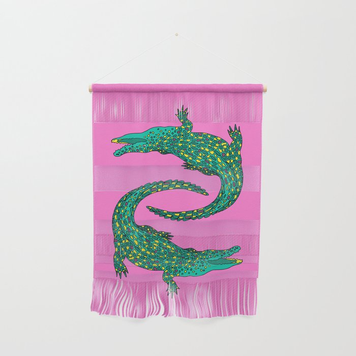 Crocodiles (Pink and Green) Wall Hanging Gallery Image 1