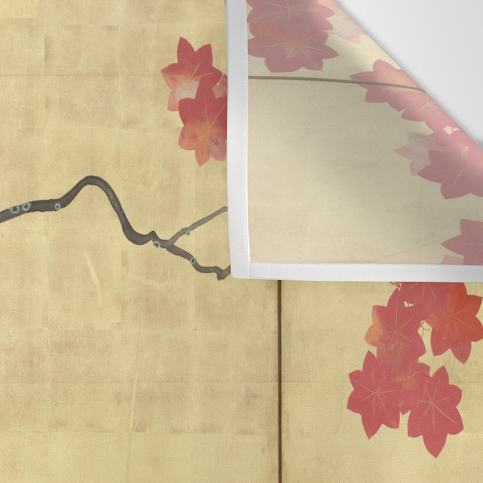 Maple Tree Japanese Edo Period Six-Panel Gold Leaf Screen Wall Tapestry Gallery Image 3